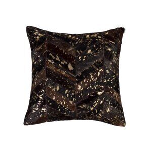Natural Home Decor Torino Chevron Cowhide Pillow | 1-Piece | Chocolate/gold